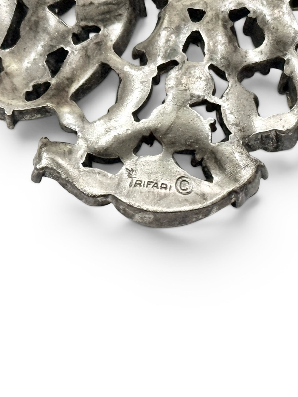 Rare Crown Trifari Couture Flower Brooch, Clear Rhinestones & Smoke Crystal Pavé - Picture 9 of 13